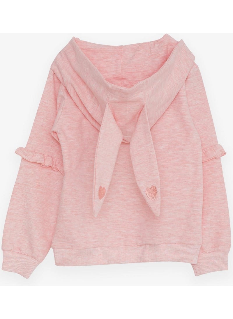 Girl's Sweatshirt Bunny Printed 1.5-5 Years, Salmon Melange