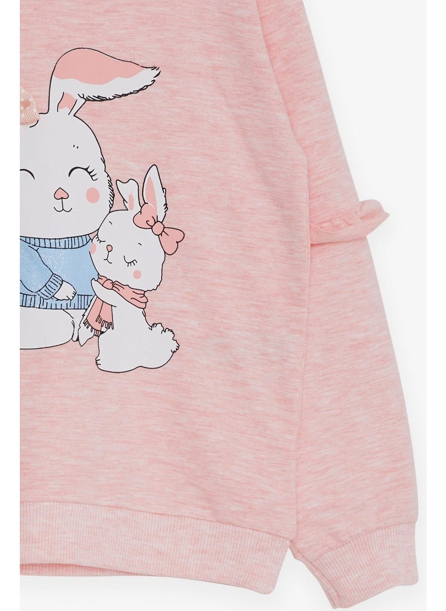 Girl's Sweatshirt Bunny Printed 1.5-5 Years, Salmon Melange