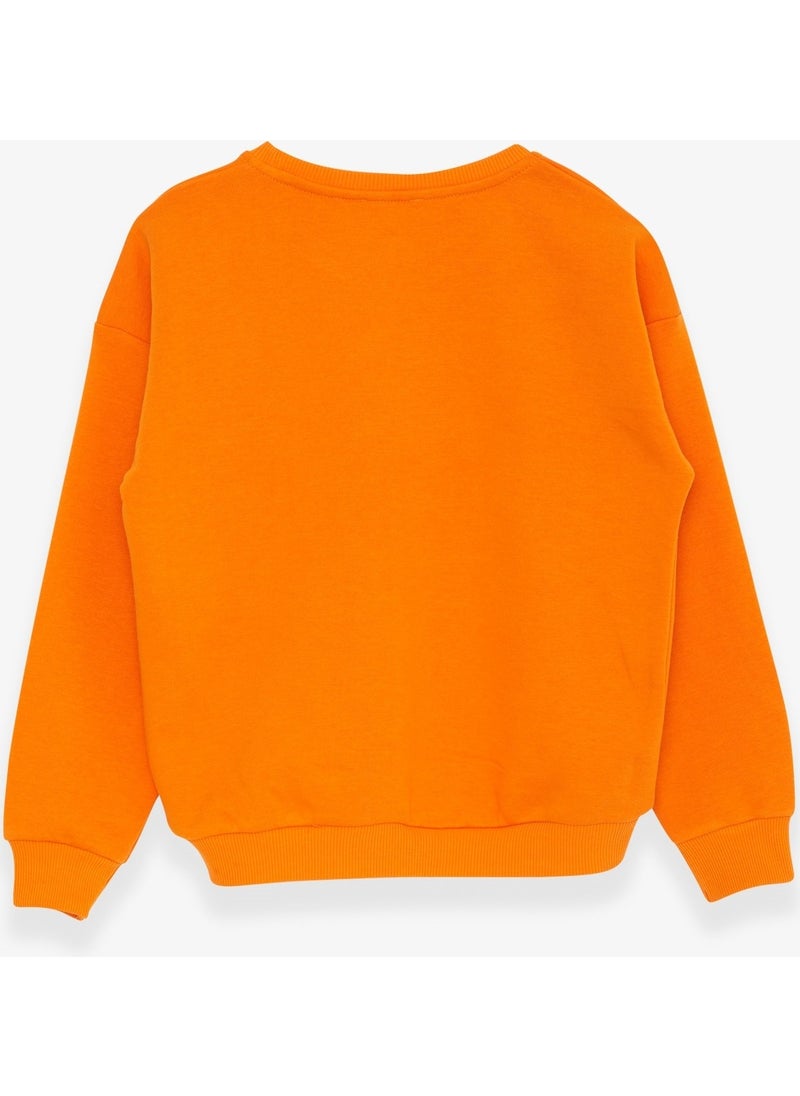 Girl's Sweatshirt with Text Printed, Age 9-14, Orange