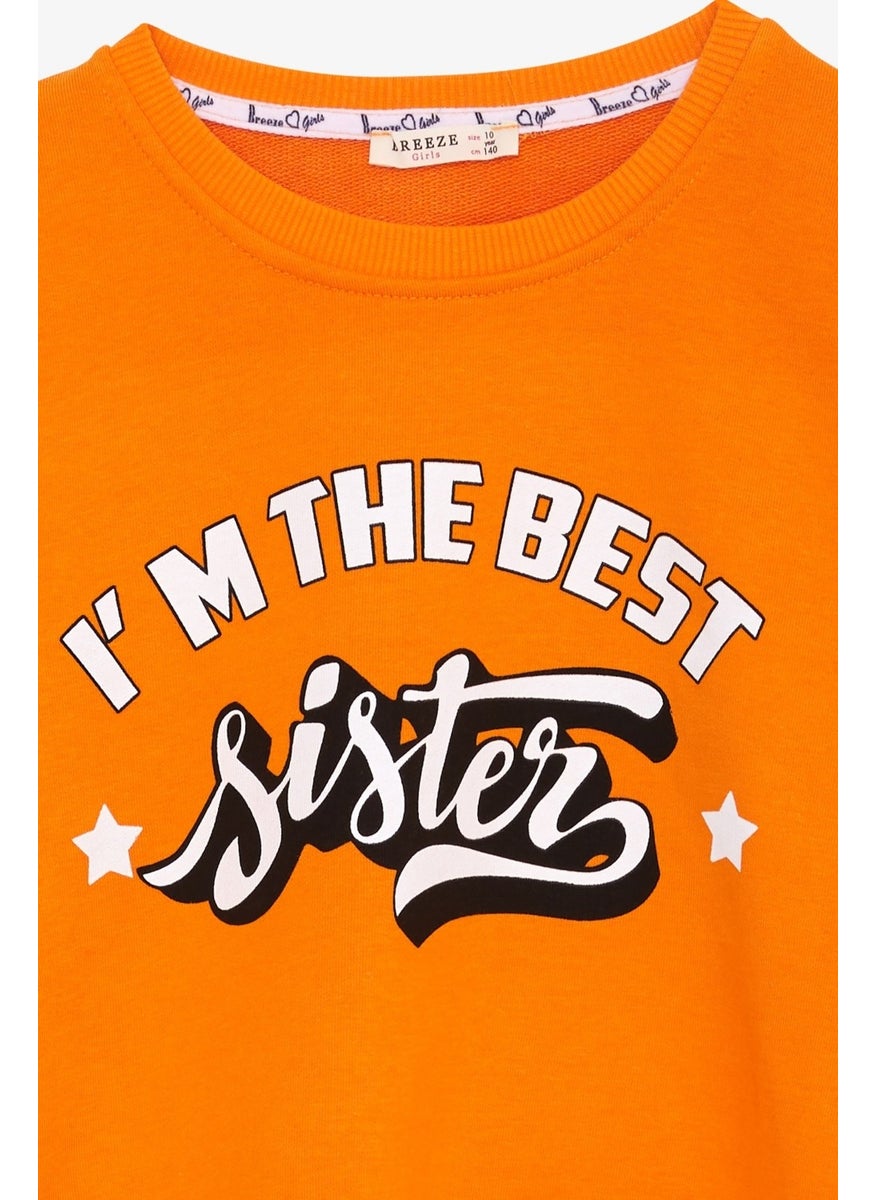 Girl's Sweatshirt with Text Printed, Age 9-14, Orange