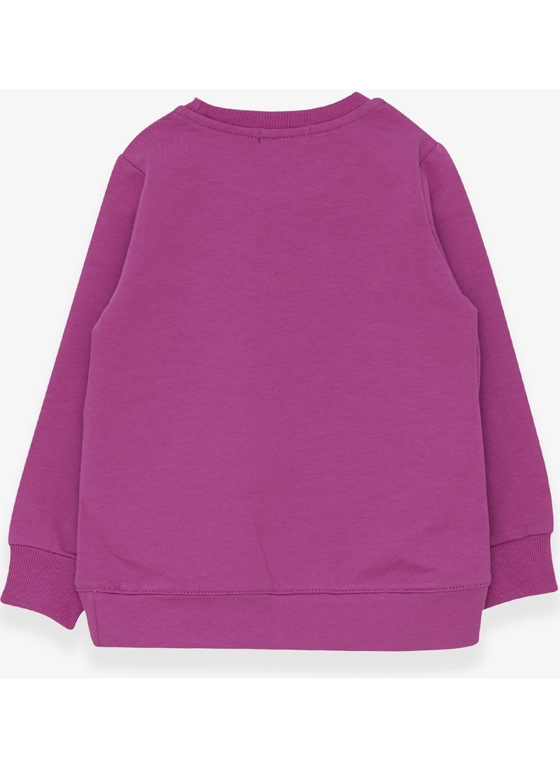 Girl's Sweatshirt Sequin Girl Printed Purple (Age 3-8)