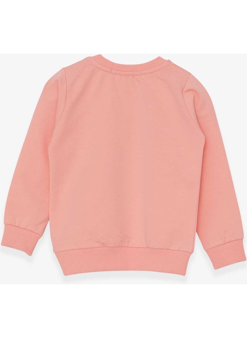 Girls' Sweatshirt Printed Unicorn Salmon (1.5-5 Years)