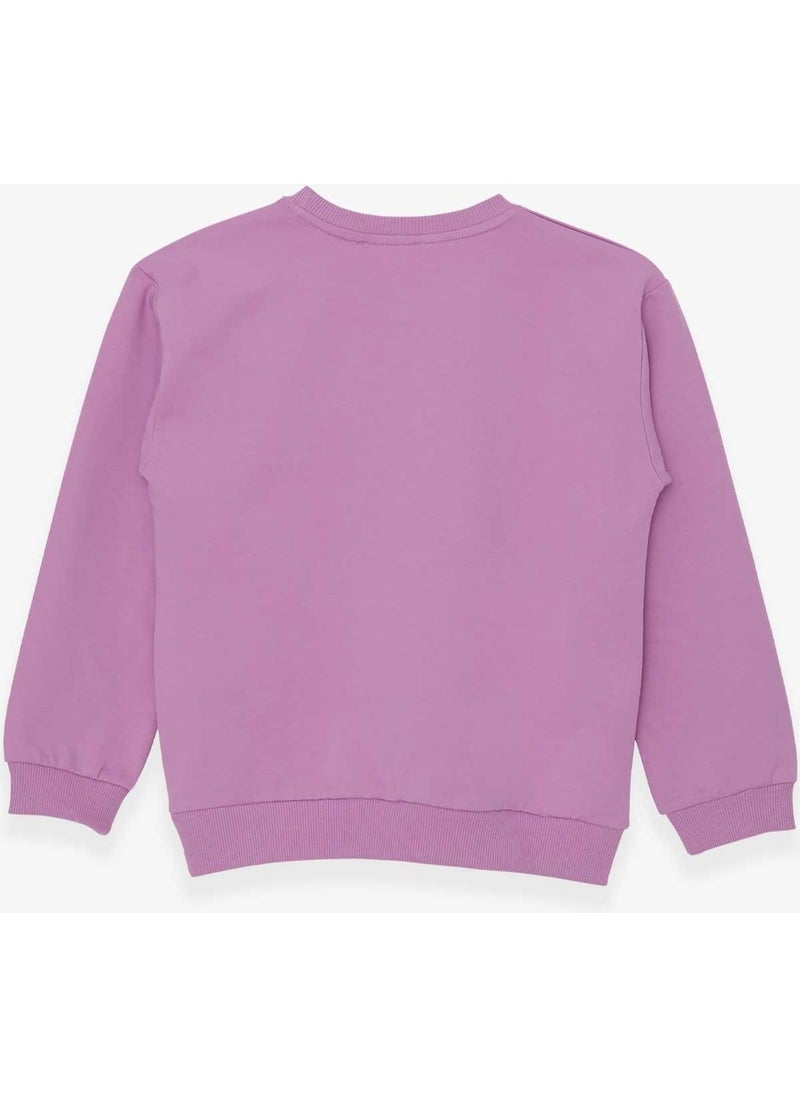 Girls' Sweatshirt Sequin Printed Purple (9-14 Years)