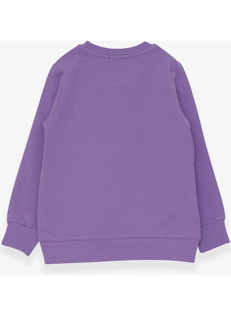 Girl's Sweatshirt Sequin Girl Printed Lilac (3-8 Years)