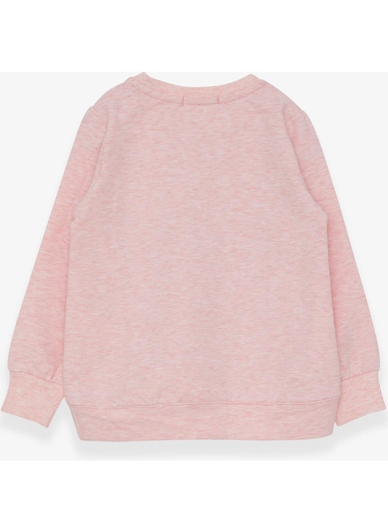 Girl's Sweatshirt Sequin Girl Printed 3-8 Years, Salmon Melange