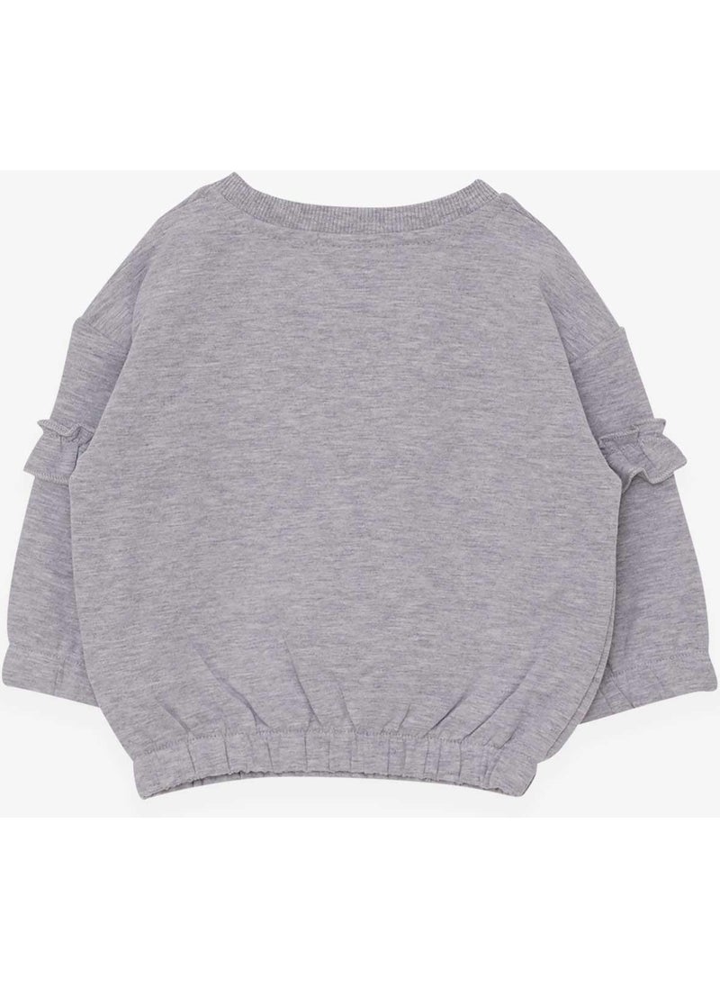 Girl's Sweatshirt School Themed 1-4 Years, Gray Melange