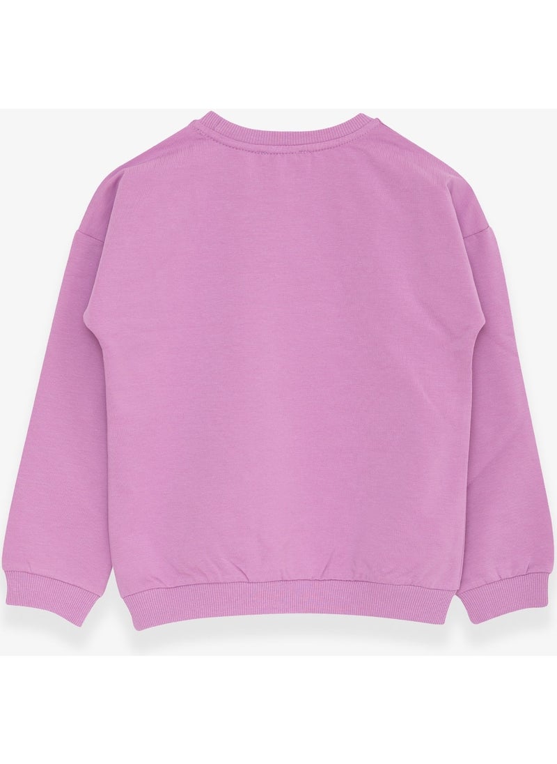 Girls' Sweatshirt Sequin Letter Printed Lilac (4-8 Years)