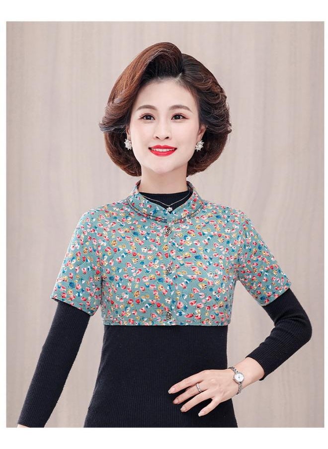 Beautiful Mother Thickened Shoulder Protectors Cold-proof Camel Cotton Mid-sleeve Small Vest Middle-aged And Elderly Women's Sleeping Moon Neck Protectors