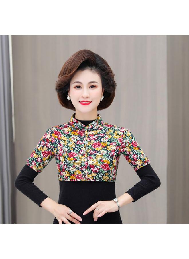 Beautiful Mother Thickened Shoulder Protectors Cold-proof Camel Cotton Mid-sleeve Small Vest Middle-aged And Elderly Women's Sleeping Moon Neck Protectors