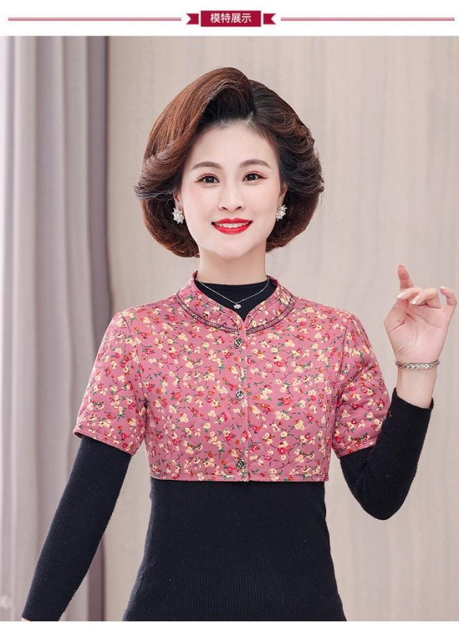 Beautiful Mother Thickened Shoulder Protectors Cold-proof Camel Cotton Mid-sleeve Small Vest Middle-aged And Elderly Women's Sleeping Moon Neck Protectors