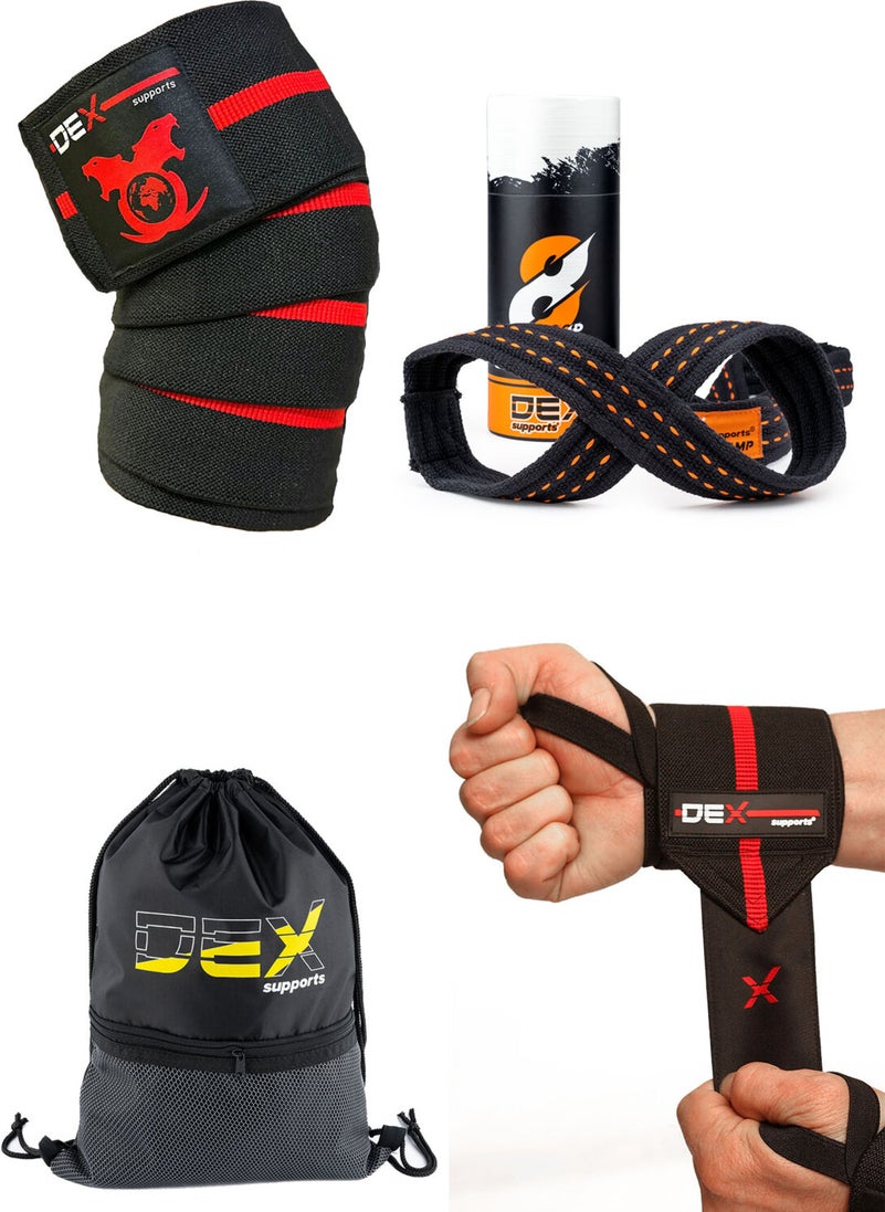 8 Loop Straps, Knee Bandage Knee Wraps, Sports Wristband, Sackpack Set of 4