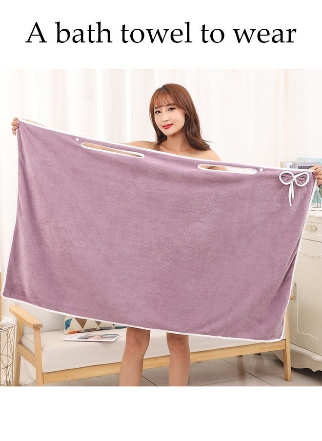 Women's Bath Robe, Off Shoulder Wearable Bath Towel Quick Dry Lightweight Highly Water Absorbent Beach Spa Gym Bathrobes Slip Dress Bathing Shower Cover Up Tube Dress Nightwear Sleeping Robe