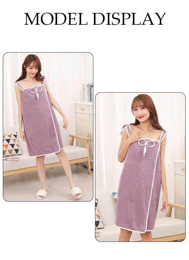Women's Bath Robe, Off Shoulder Wearable Bath Towel Quick Dry Lightweight Highly Water Absorbent Beach Spa Gym Bathrobes Slip Dress Bathing Shower Cover Up Tube Dress Nightwear Sleeping Robe