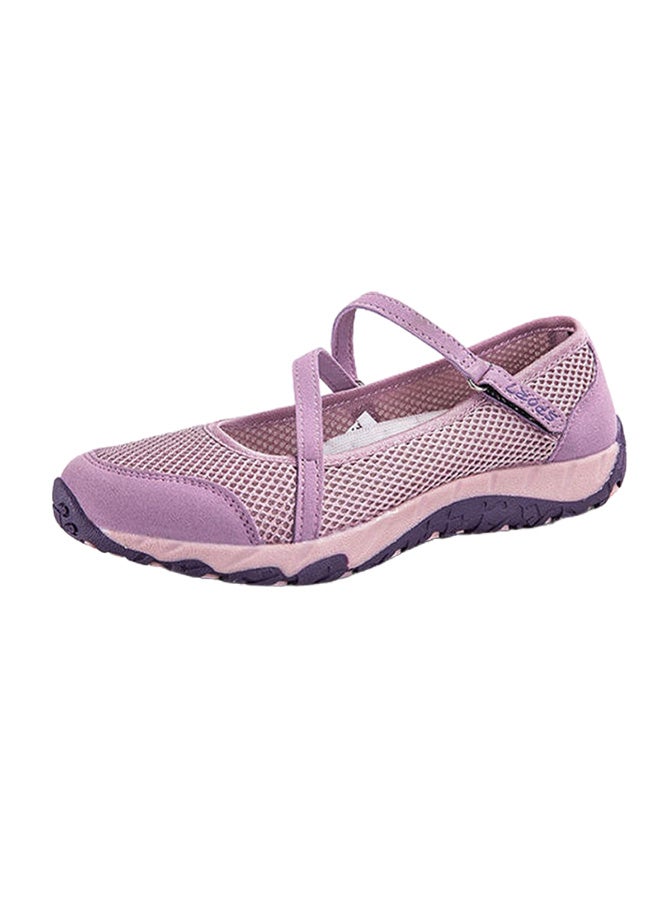 Round Toe Hook And Loop Closure Comfort Shoes Purple