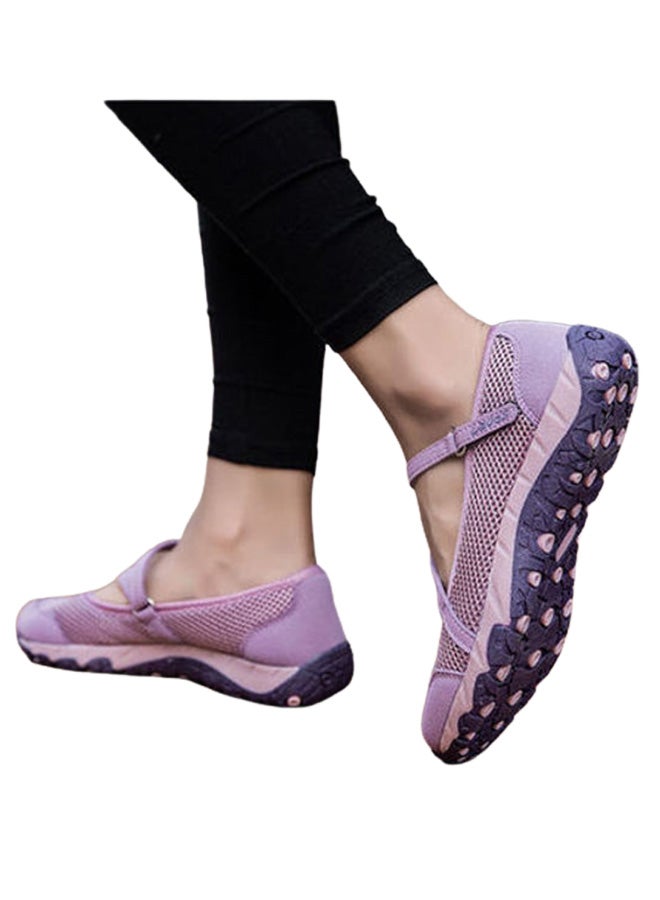Round Toe Hook And Loop Closure Comfort Shoes Purple