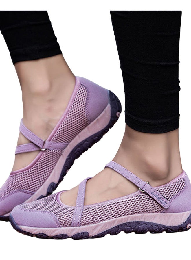 Round Toe Hook And Loop Closure Comfort Shoes Purple