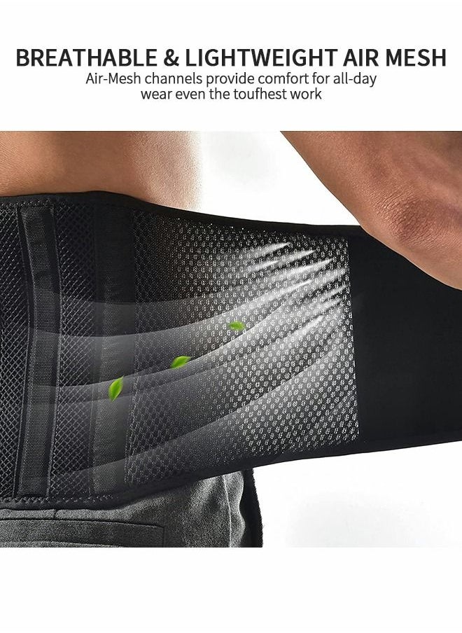 Lower Back Pain Relief with 7 Metal Plates Supports , Air Mesh Back Brace for Adult, Adjustable Back Support Belt for Work , Anti-skid Lumbar Support for Sciatica Scoliosis, L