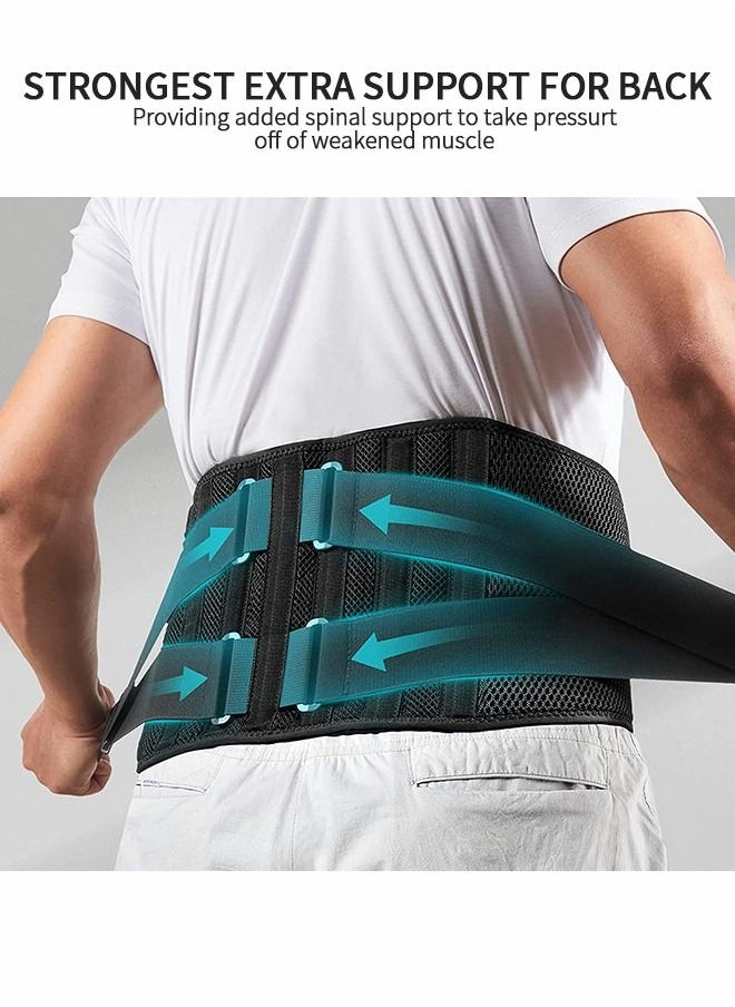 Lower Back Pain Relief with 7 Metal Plates Supports , Air Mesh Back Brace for Adult, Adjustable Back Support Belt for Work , Anti-skid Lumbar Support for Sciatica Scoliosis, L