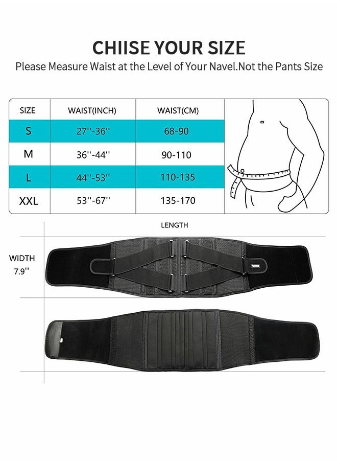 Lower Back Pain Relief with 7 Metal Plates Supports , Air Mesh Back Brace for Adult, Adjustable Back Support Belt for Work , Anti-skid Lumbar Support for Sciatica Scoliosis, L