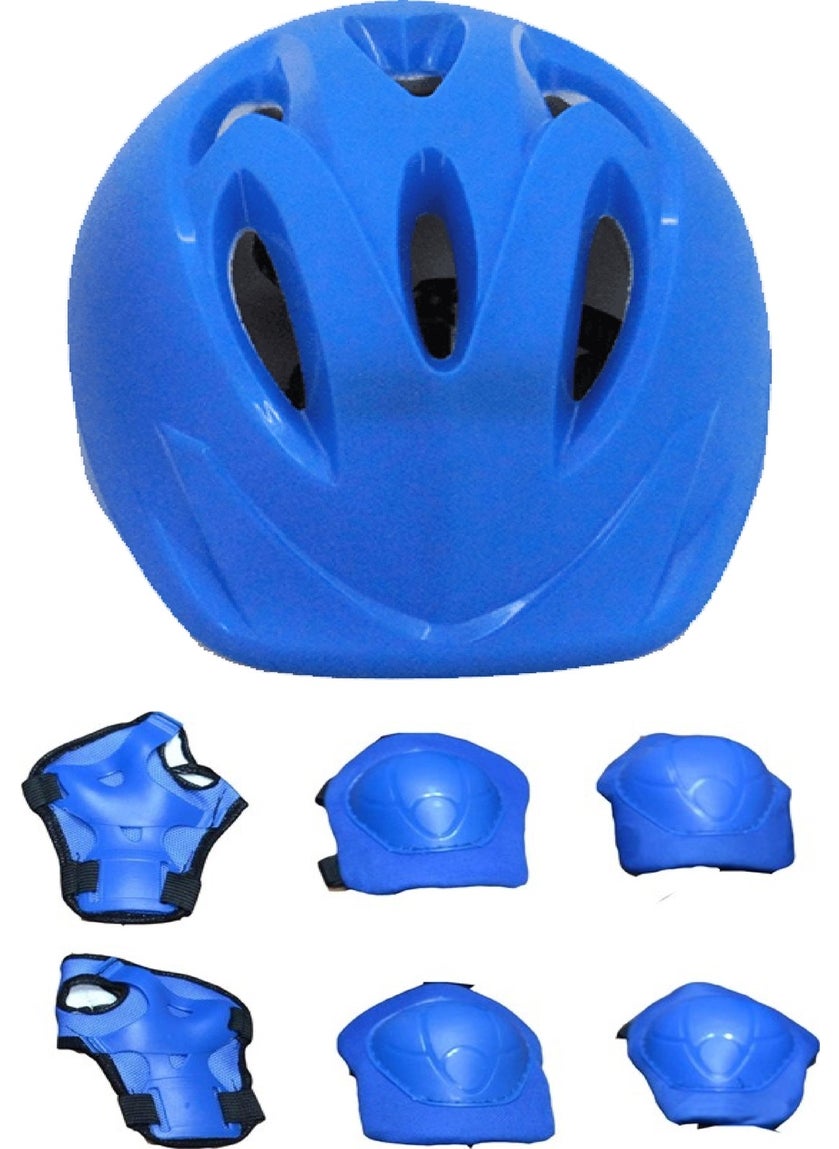 Toy Strong Plastic High Density Styrofoam Children Scooter Bike Skateboard Skate Helmet And 6 Piece Knee Pad Elbow Pad Protection Set Helmet Set Blue