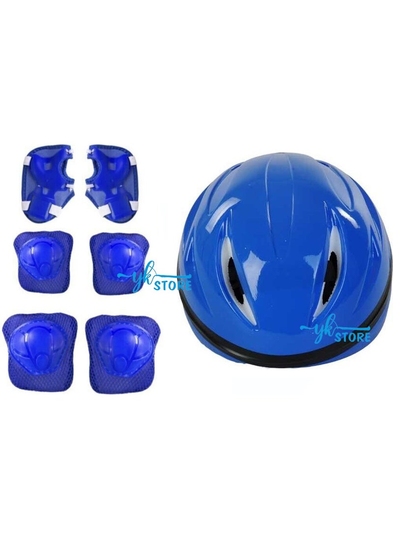 Yk Store High Density Child Scooter Bicycle Skateboard Skate Helmet Blue and 6 Piece Knee Pads Elbow Pads Set