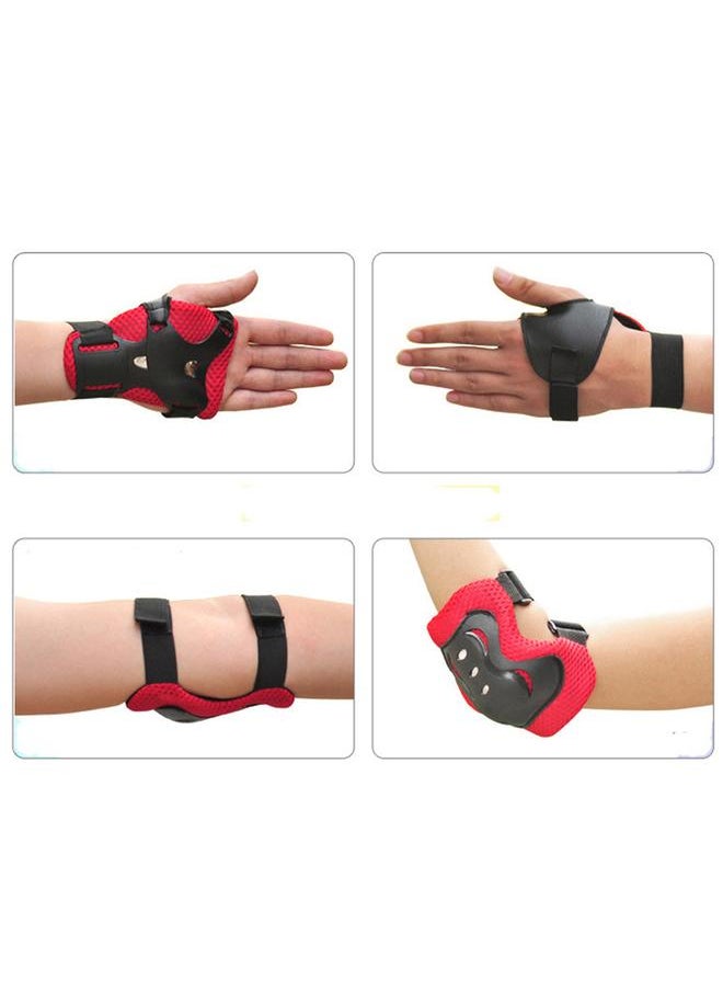 7pcs Kids Skateboard Bike Helmet Knee Pad Elbow Pad Wrist Pad Bicycle Helmet Protection Gear Set for Ages 4‑12 Years Old Red