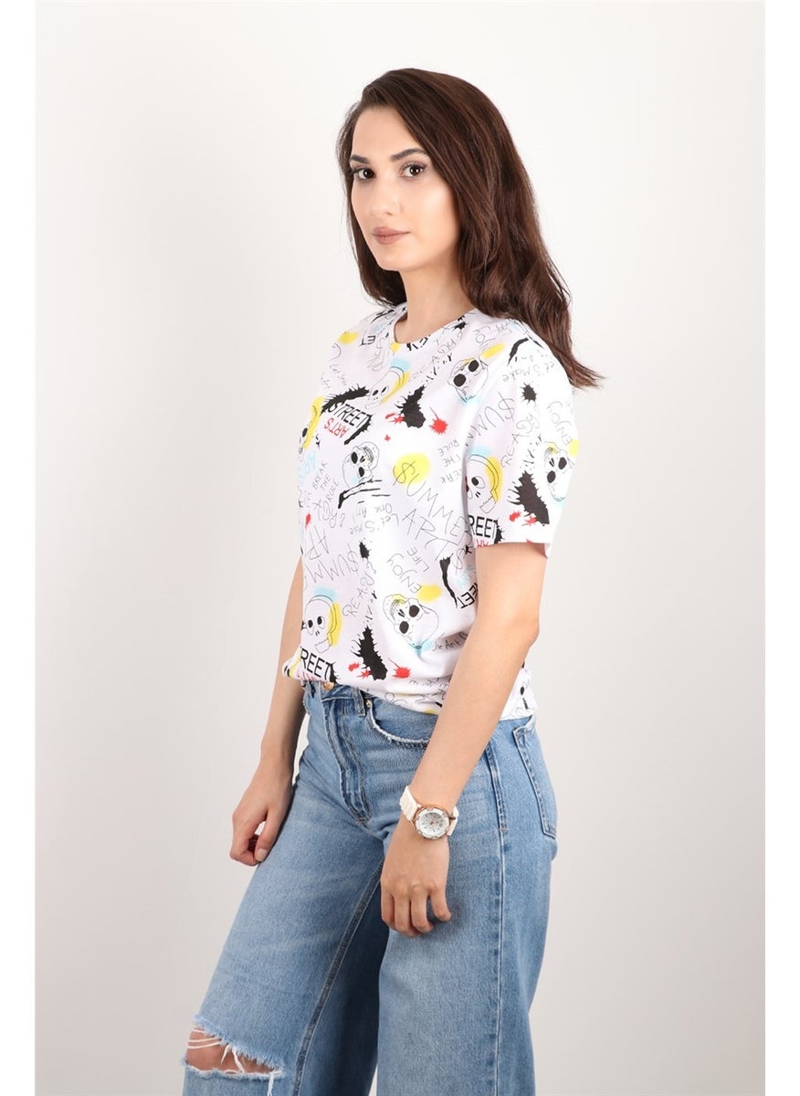 Women's Printed Crew Neck Oversize T-Shirt