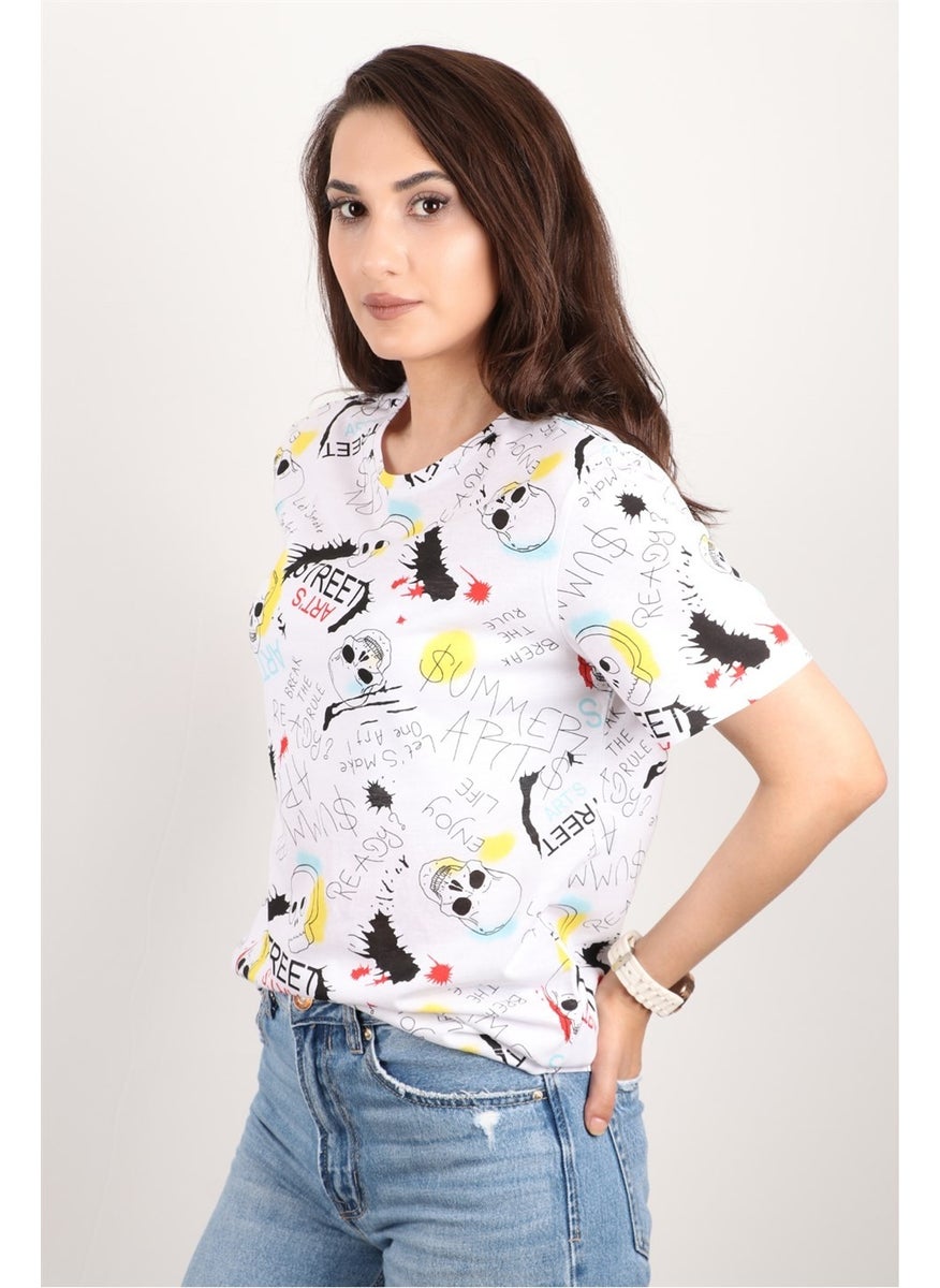 Women's Printed Crew Neck Oversize T-Shirt