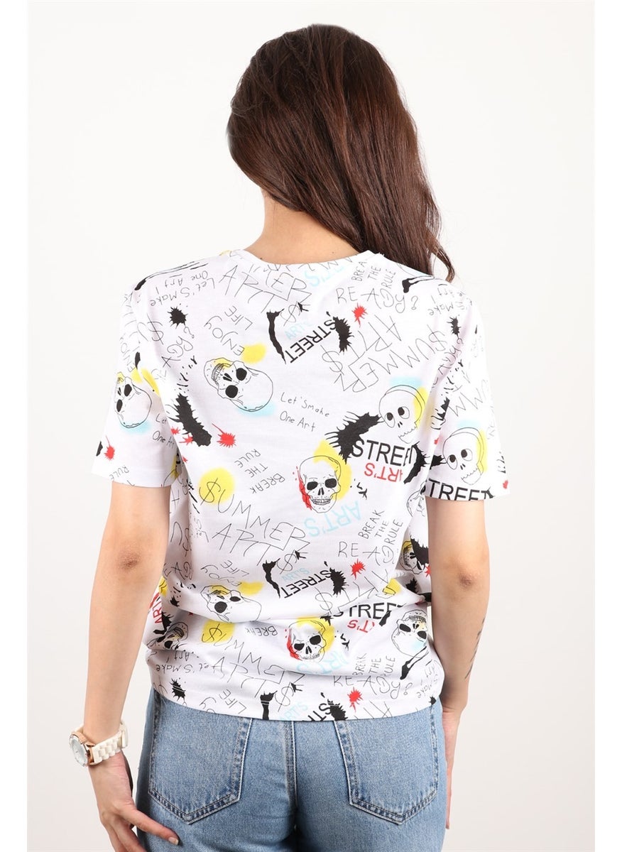 Women's Printed Crew Neck Oversize T-Shirt