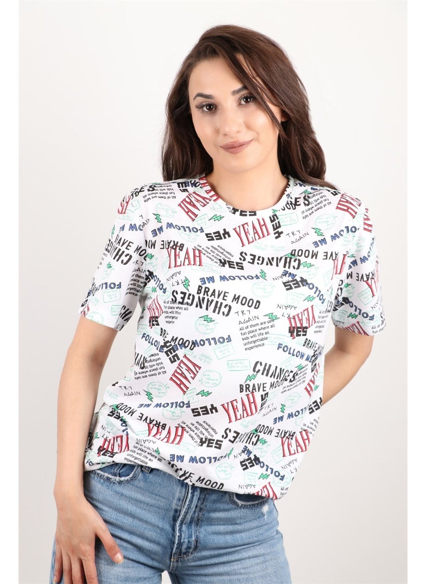 Women's Printed Crew Neck Oversize T-Shirt