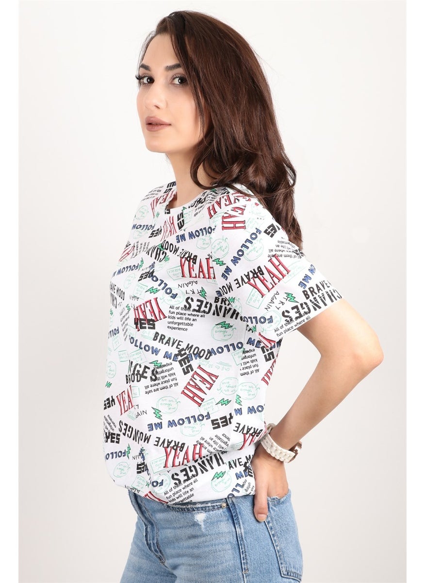 Women's Printed Crew Neck Oversize T-Shirt