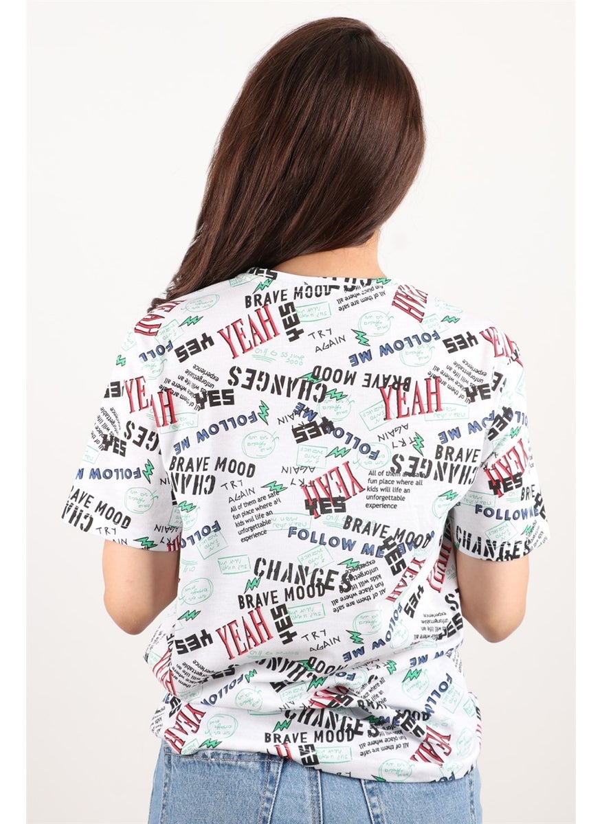 Women's Printed Crew Neck Oversize T-Shirt