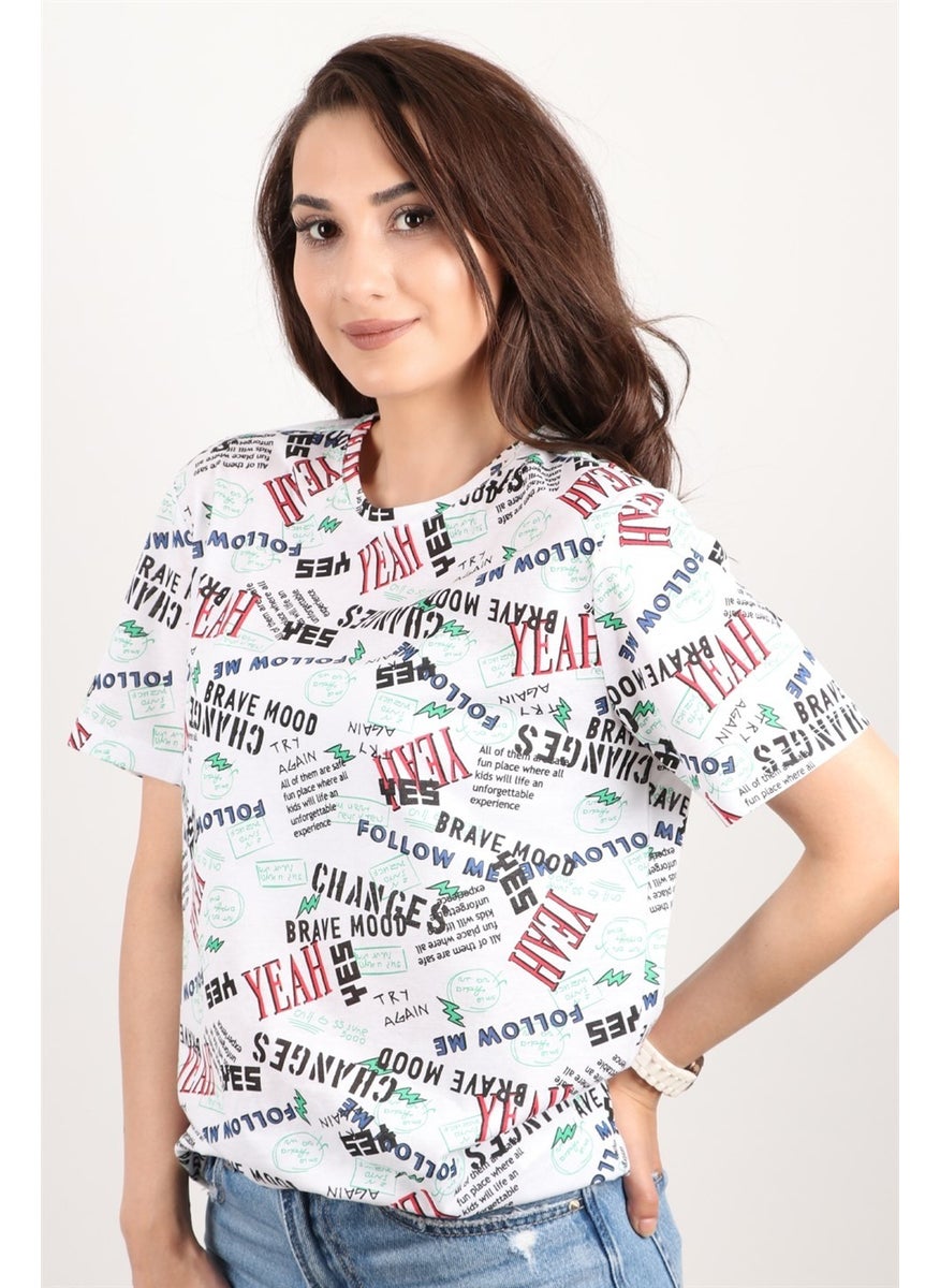 Women's Printed Crew Neck Oversize T-Shirt
