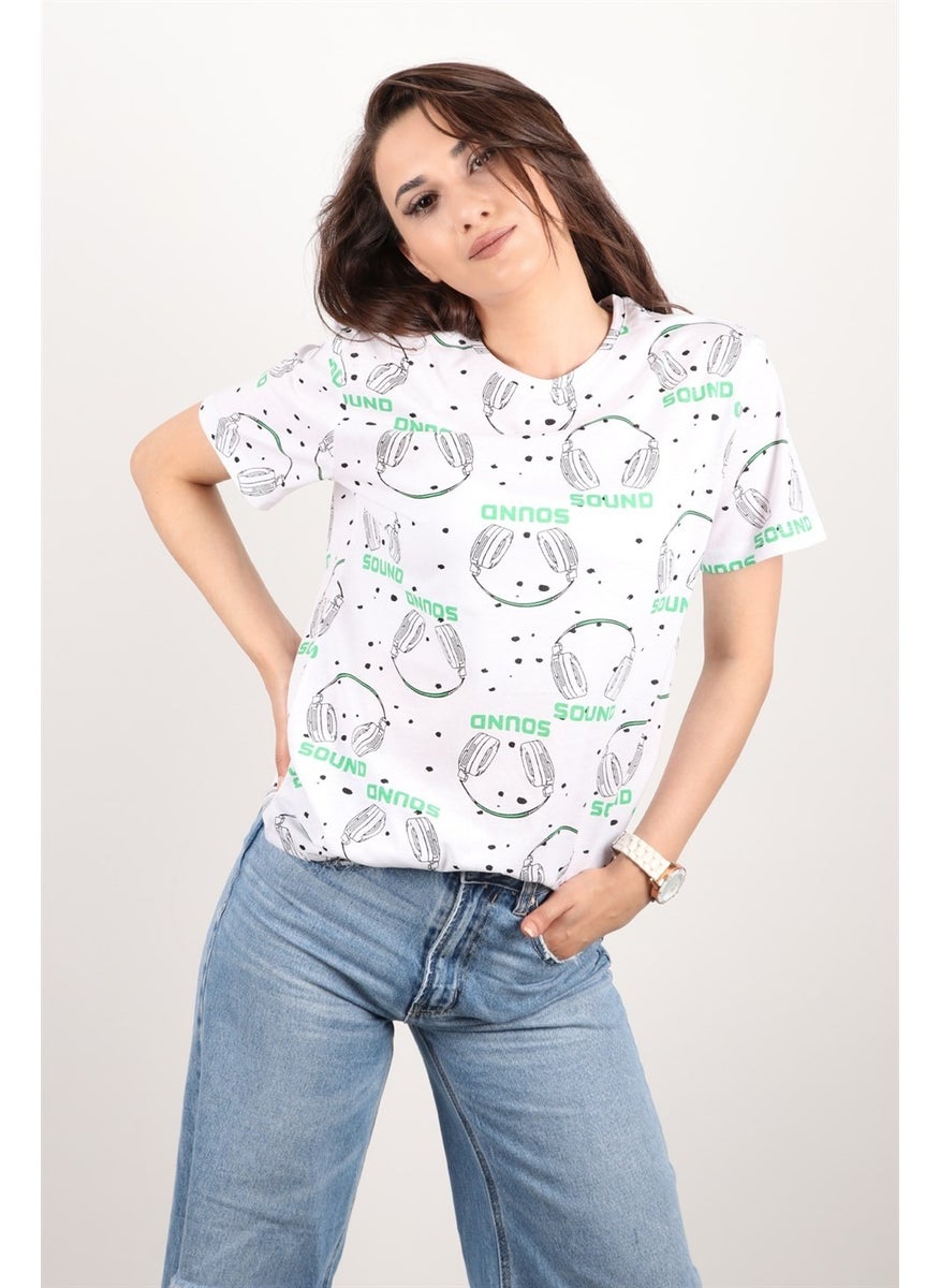 Women's Printed Crew Neck Oversize T-Shirt