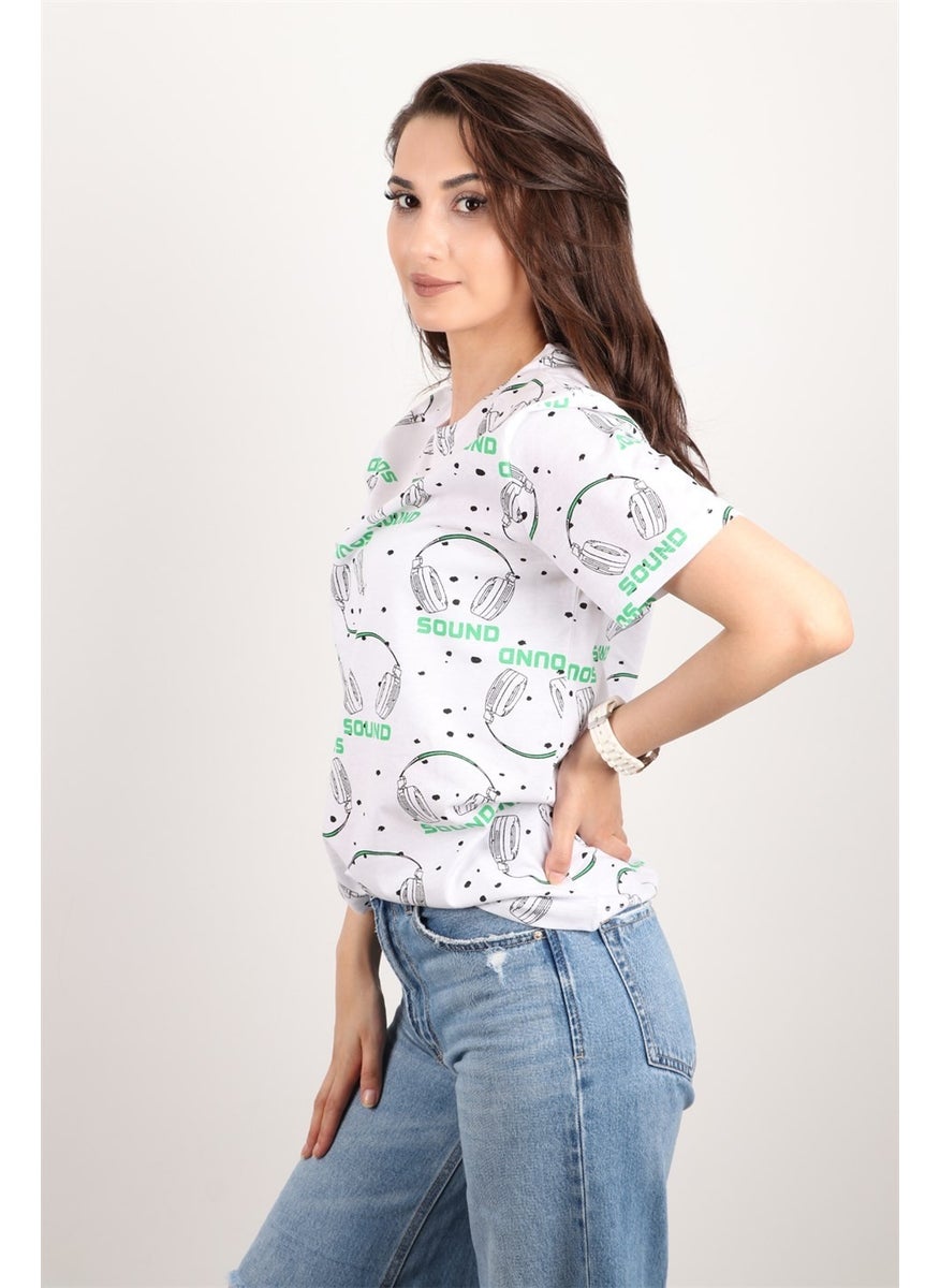 Women's Printed Crew Neck Oversize T-Shirt
