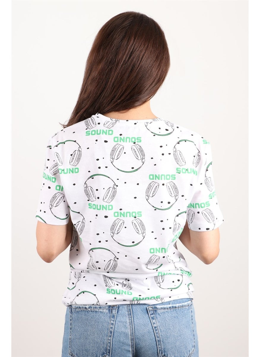 Women's Printed Crew Neck Oversize T-Shirt