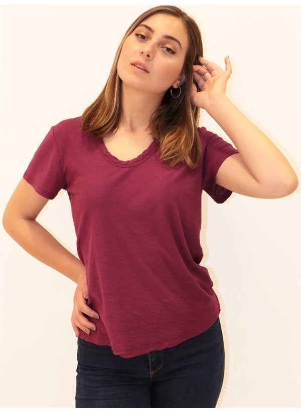 Women's Organic V Neck Purple T-Shirt