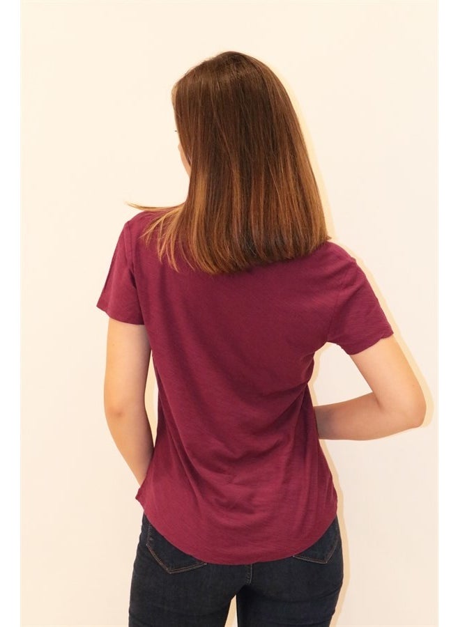 Women's Organic V Neck Purple T-Shirt