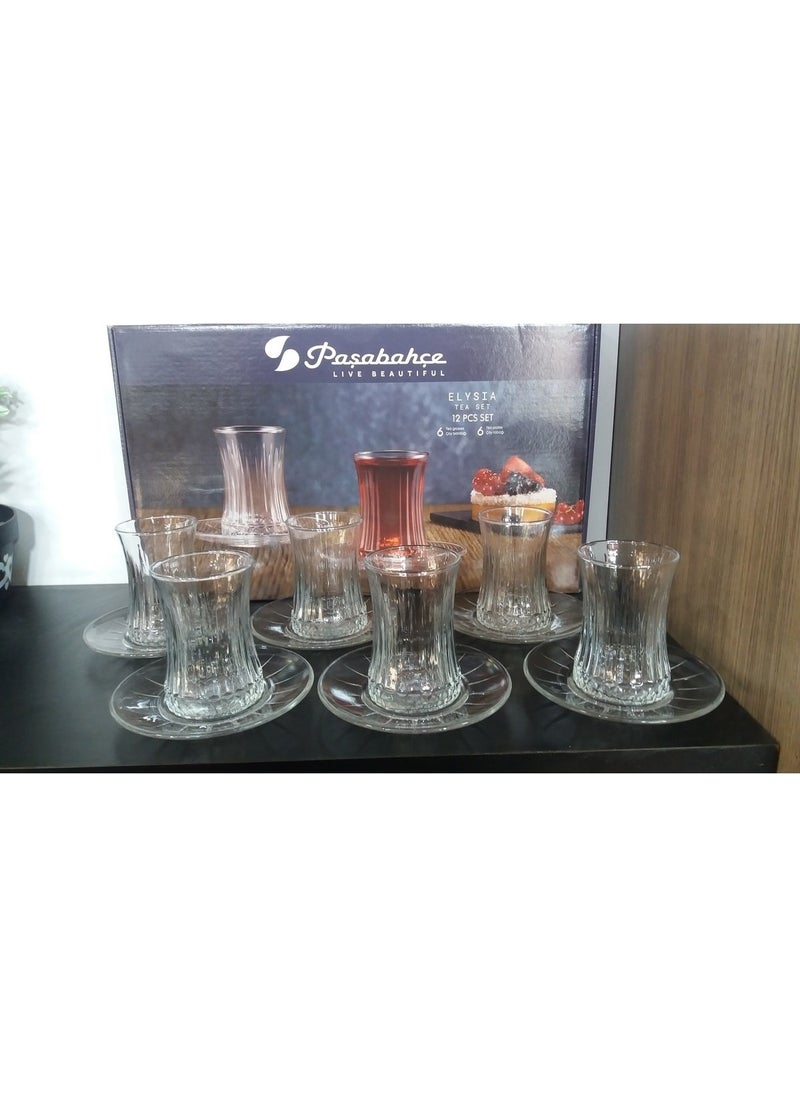 Elysia Crystal Tea Cup Set - 12 Piece Tea Set 950054