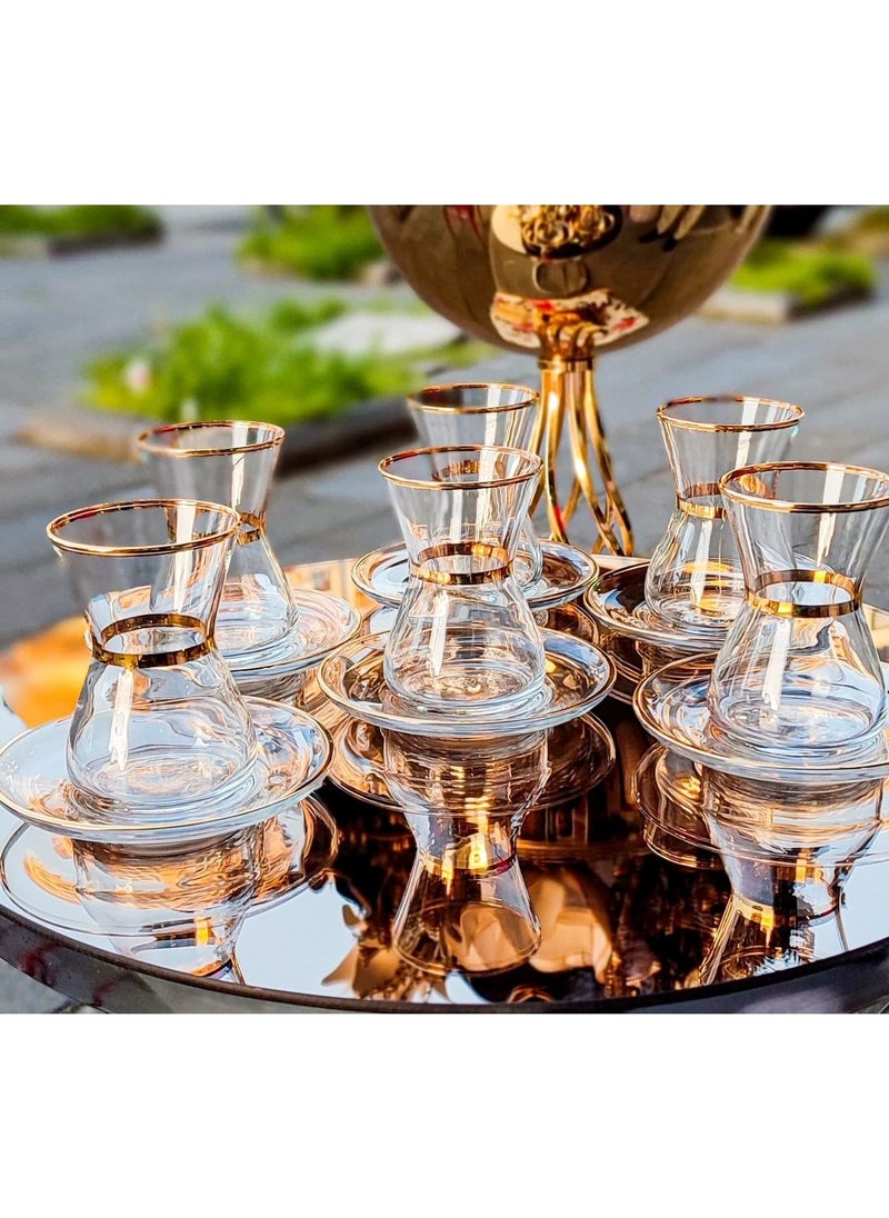 Elit Home Special Design Real Gilded Gold 12 Piece Swan Tea Set