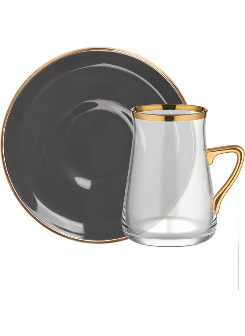 Solid Anthracite Handled Single Tea Set