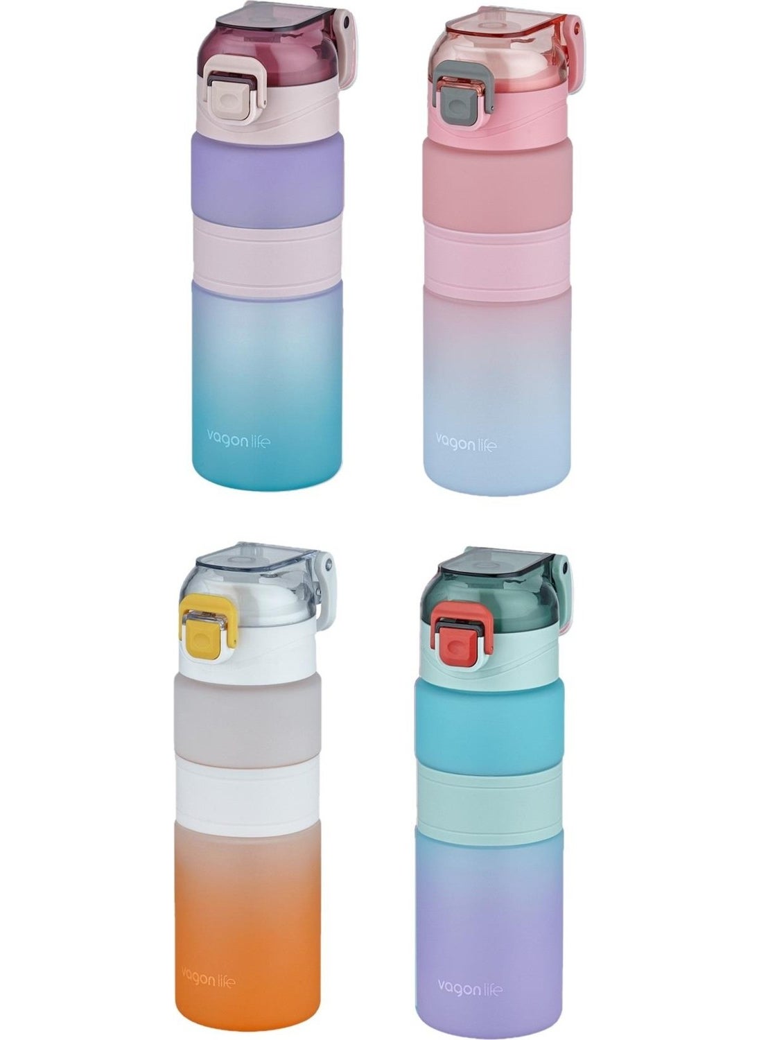Double Color 600 ml Non-Slip Silicone Body Comfortable Drinking Motivational Water Flask without Straw