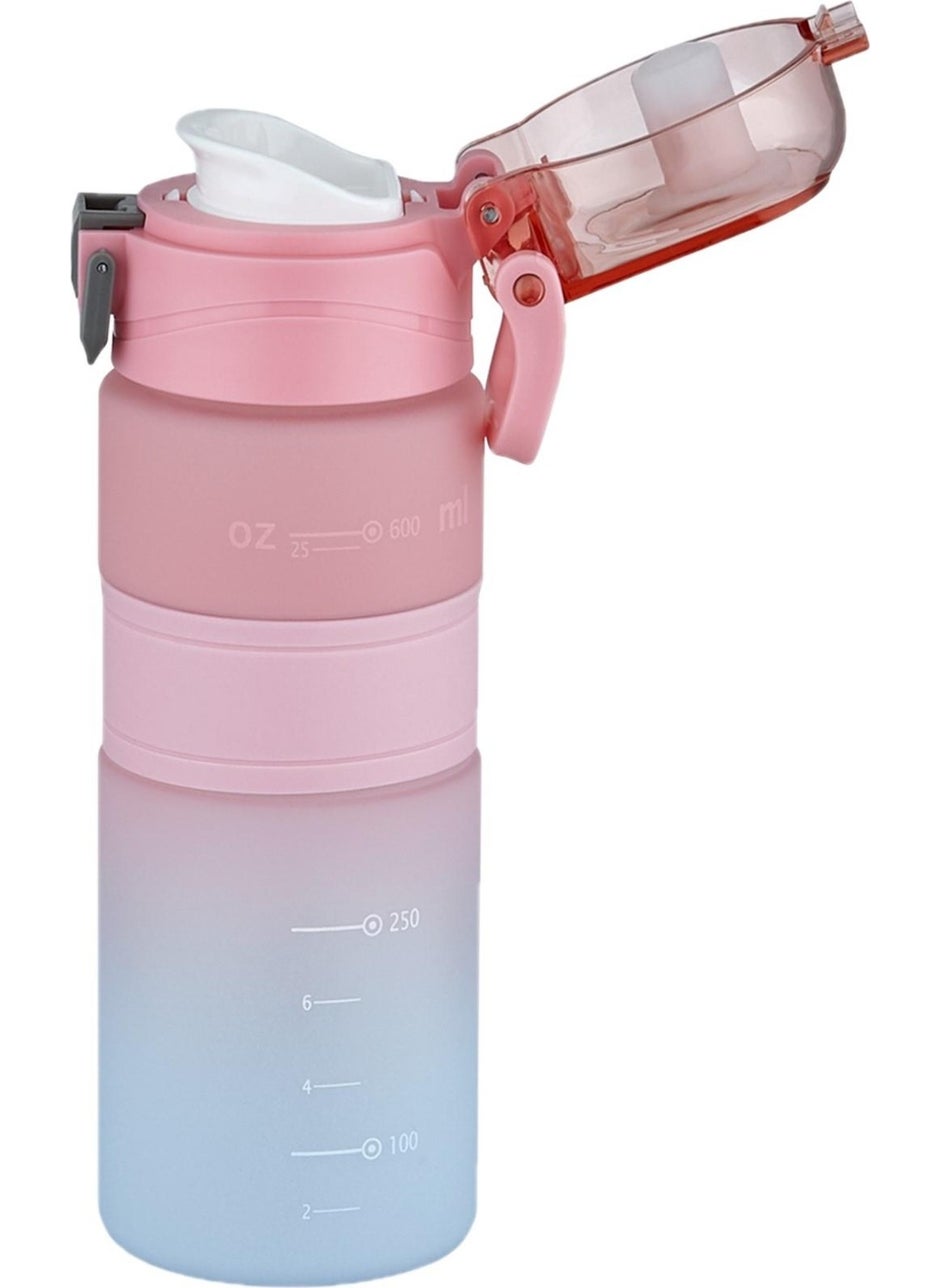 Double Color 600 ml Non-Slip Silicone Body Comfortable Drinking Motivational Water Flask without Straw
