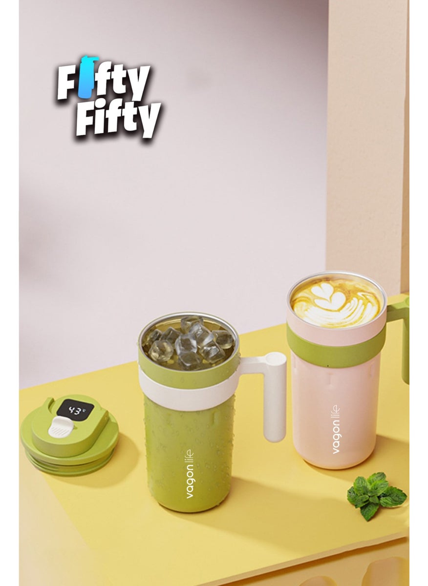 600 ml LED Temperature Indicator Smart Steel Thermos with Handle -Coffee CUP-MUG-FFVGN2009