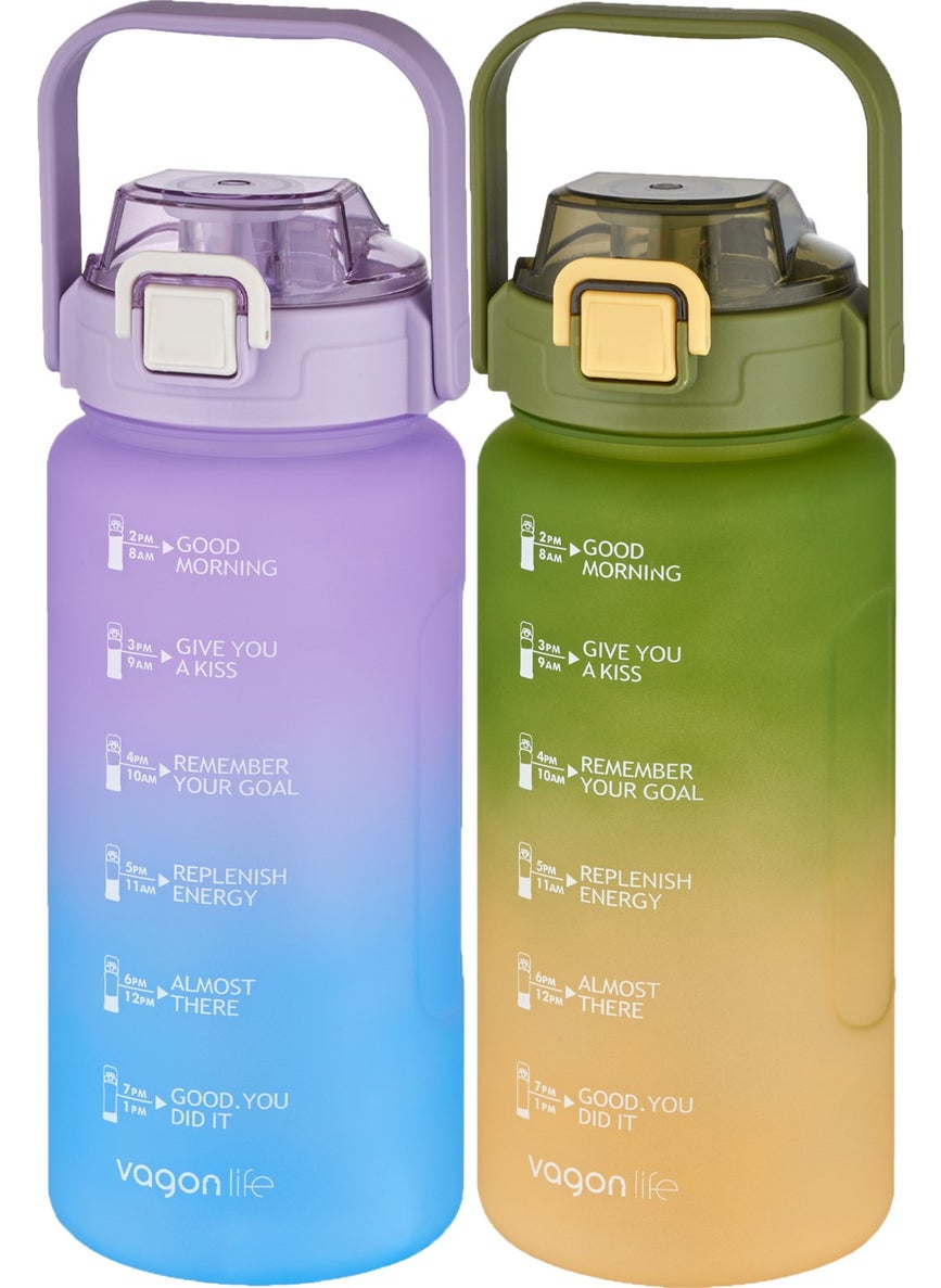 2-Piece Economical Motivation Flask Set 1500 ml Large Size 4 Different Color Options Fiftyfifty