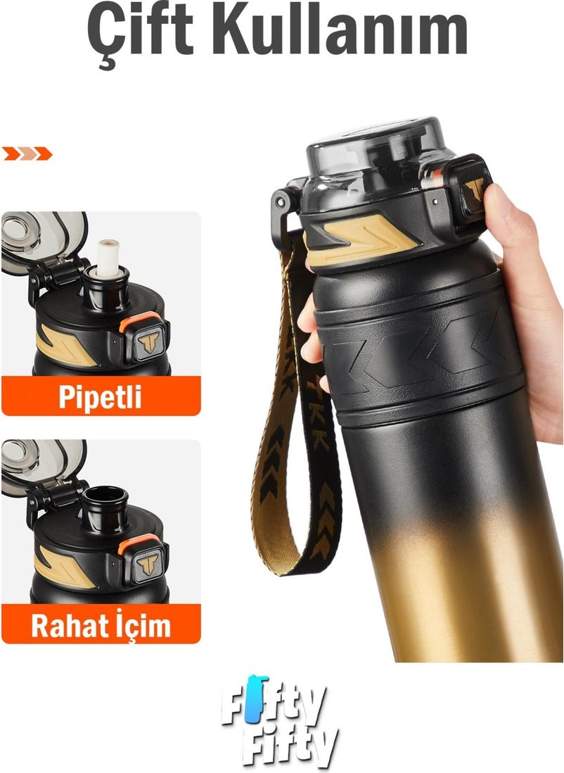 Tkk 900 ml Steel Thermos Dual Use with Straw/Comfortable Drinking -12/24 Hot-Cold- Insulation -TKK2025900ML
