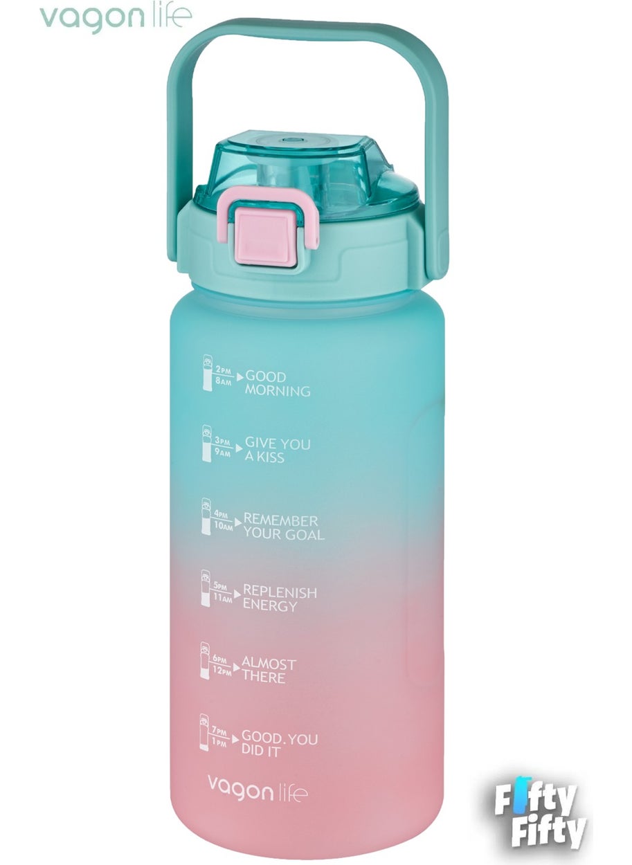 2-Piece Economical Motivation Flask Set 1500 ml Large Size 4 Different Color Options Fiftyfifty