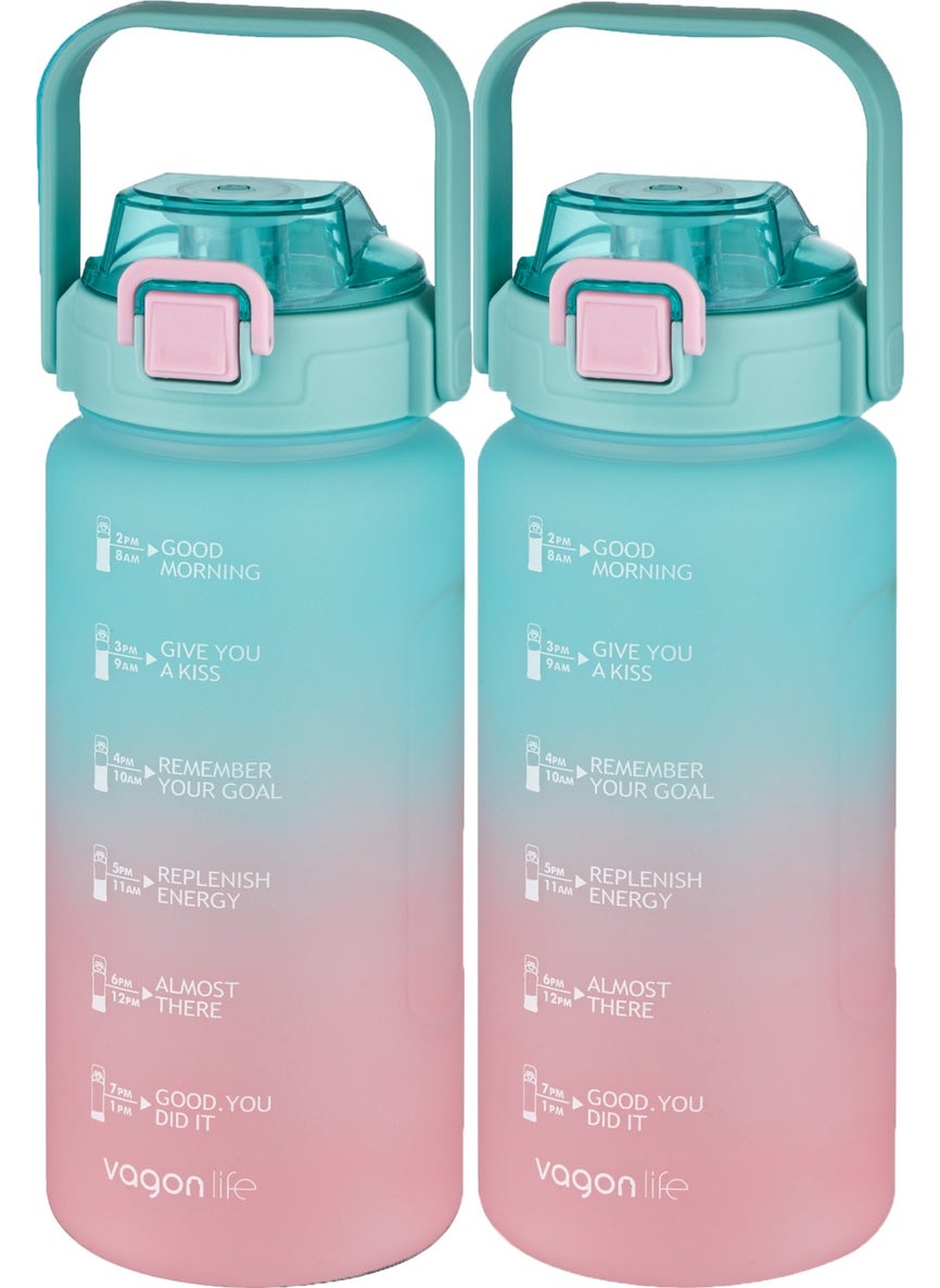 2-Piece Economical Motivation Flask Set 1500 ml Large Size 4 Different Color Options Fiftyfifty