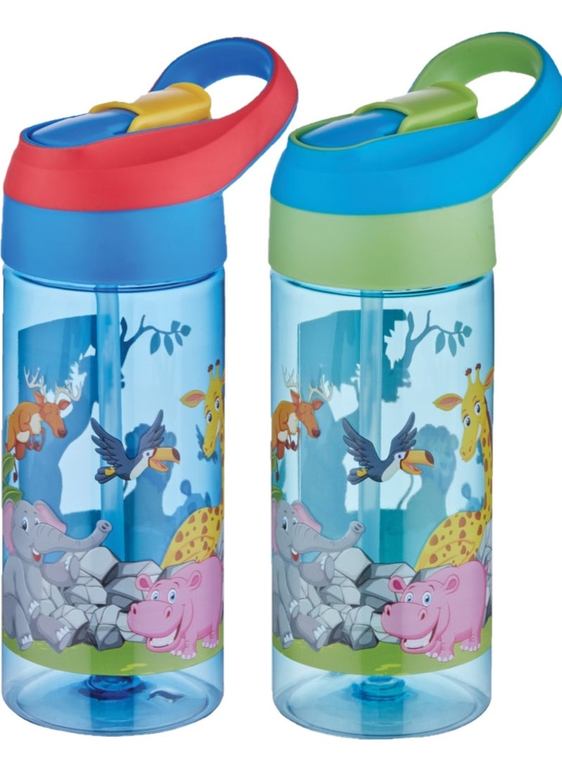 500ML Tritan Kids School Water Flask with Thick Straw