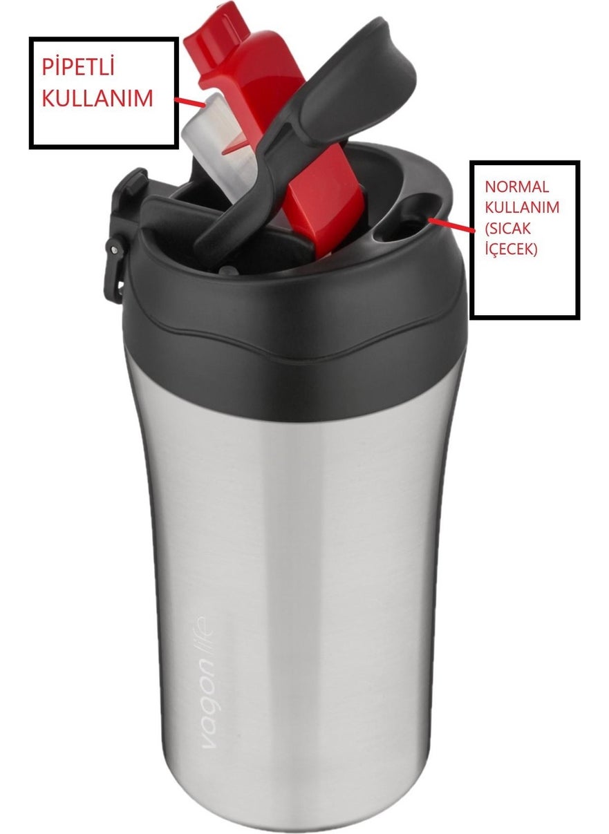 Fiftyfifty Double Lid System 400ML Steel Mug with/without Straw